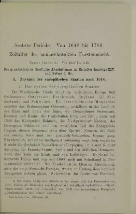 Erster Abschnitt. Von 1648 bis 1740. Der grundsätzliche fürstliche Absolutismus im Zeitalter Ludwigs XIV. und Peters d. Gr.