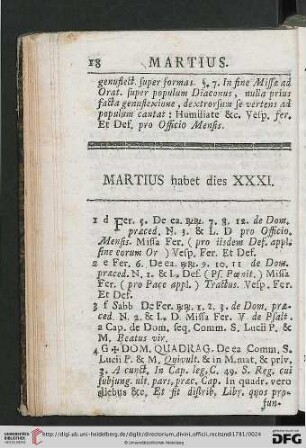 Martius habet dies XXXI.