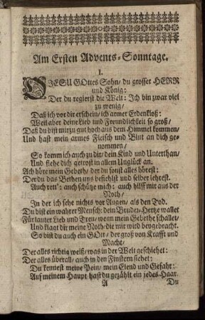 Am Ersten Advents-Sonntage. - Am Sechsten Sonntage nach Epiphania.