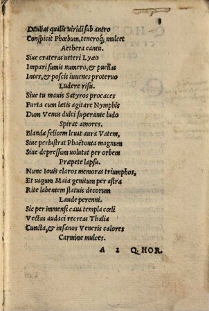 Q. Horatii Flacci Opera Metrica : carminum ratione, et Argvmentis ubiq[ue] Tum etiam doctißimorum virorum D. Erasmi Roterodami ... Annotationibvs in illius Poëmata adiectis