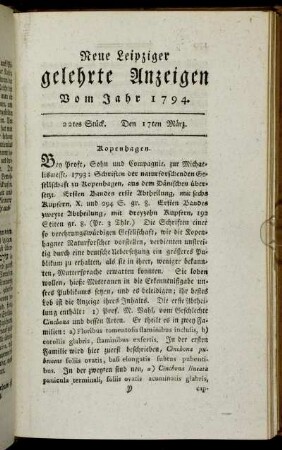 22tes Stück. Den 17ten März.