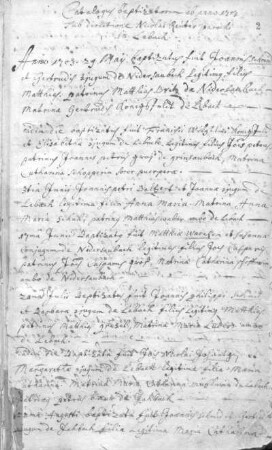 Catalogus baptizatorum ab anno 1703 sub directione Nicolai Reuter parochi in Lebach