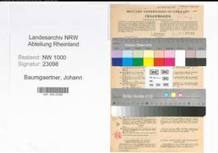 Entnazifizierung Johann Baumgaertner, geb. 09.12.1901 (Steuerassistentin)