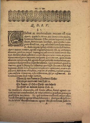 Diss. theol. de agone mortis seu de iudicio hominis moribundi