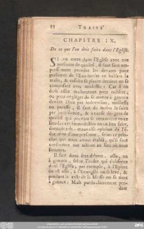 Chapitre IX. De ce que l'on doit faire dans l'Eglise.