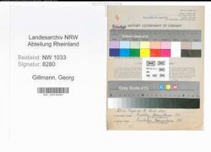 Entnazifizierung Georg Gillmann , geb. 29.07.1892 (Schlosser)