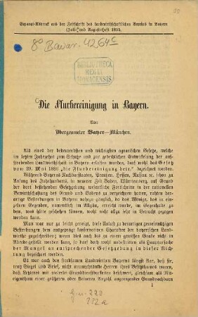 Die Flurbereinigung in Bayern