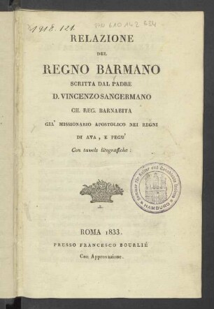 Relazione del regno Barmano