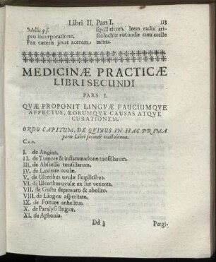 Pars I. Quæ Proponit Linguæ Fauciumque Affectus, Eorumque Causas Atque Curationem.
