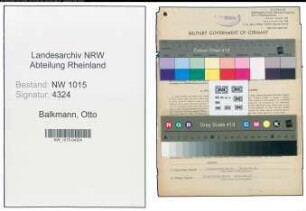 Entnazifizierung Otto Balkmann , geb. 17.04.1903 (Kaufmann)
