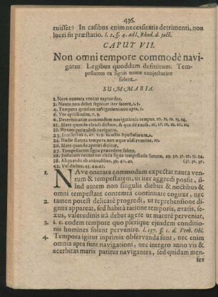 Caput VII. Non omni tempore commode navigatur.