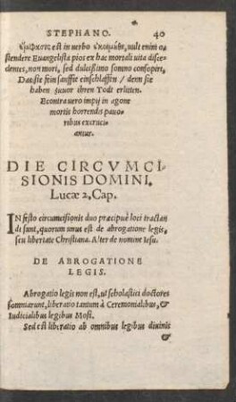 Die Circumcisionis Domini.