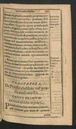 Tractatus I. De Praedicabilibus vel praedicandi modis.