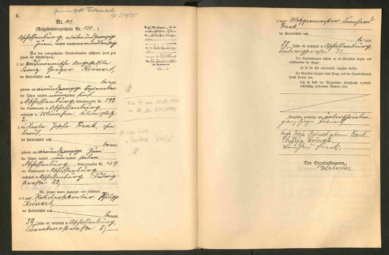 Standesamtsbuch der Stadt Aschaffenburg: Eheschließungen 252/1930 - 130/1931
