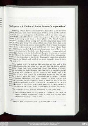 Turkestan - A Victim of Soviet Russia's Imperialism