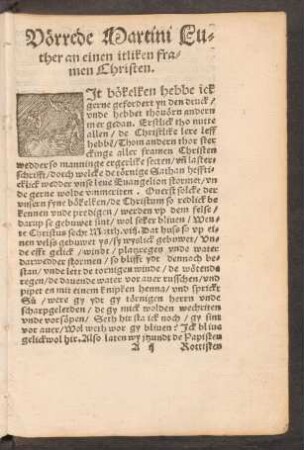 Vörrede Martini Luther ...