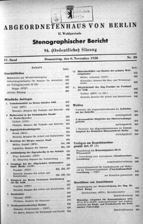 Nr. 20 (94), 6. November 1958