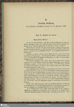 B. Feierliche Eröffnung des dreißigsten ordentlichen Landtags am 12. November 1903