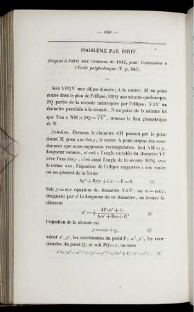 Problème par écrit.