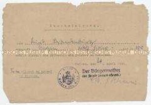 Berechtigungsschein der Alliierten zur Benutzung eines Fahrrades - Personenkonvolut