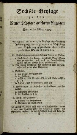 Sechste Beylage zu den Neuen Leipziger gelehrten Anzeigen - Zum 15ten März 1797.