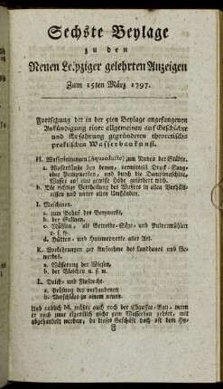 Sechste Beylage zu den Neuen Leipziger gelehrten Anzeigen - Zum 15ten März 1797.