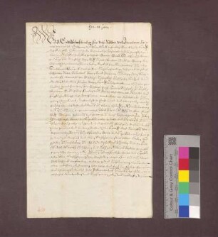 Franz Konrad von Roggenbach und Franz Konrad Blarer von Wartensee verbürgen sich bis zur Höhe von 100 Mark für die Kosten aus eventueller Anfechtung der Annahme des Johann Baptist von Roggenbach anstelle des resignierten Beat Hartmann Ludwig von Roggenbach zum Domherrn von Basel.