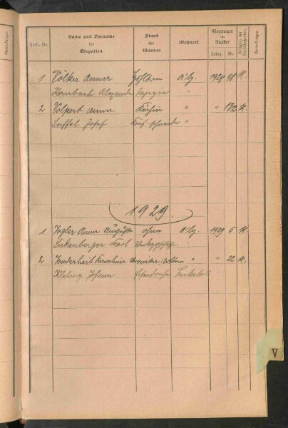 Standesamtsbuch der Stadt Aschaffenburg: Register Eheschließungen 1927 - 1929
