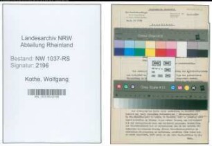 Entnazifizierung Wolfgang Kothe , geb. 22.10.1907 (Staatsarchivrat)
