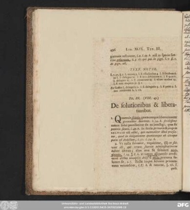 Tit. III. (VIII. 43.) De solutionibus & liberationibus.