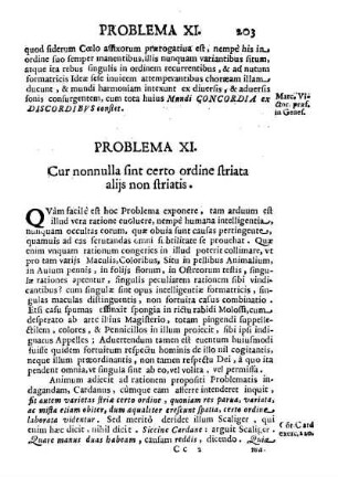 Problema XI. Cur nonnulla sint certo ordine striata alijs non striatis