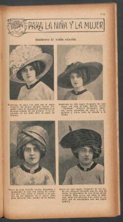 Sombreros de media estación - [Ilustración] : Para la niña y la mujer