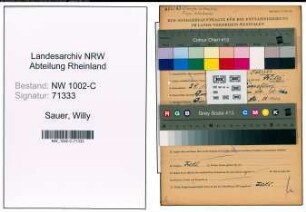 Entnazifizierung Willy Sauer, geb. 29.11.1900 (Schreiner)