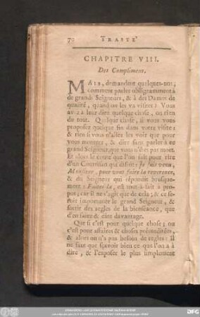 Chapitre VIII. Des Complimens.