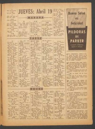 [Programa de] Jueves: Abril 19