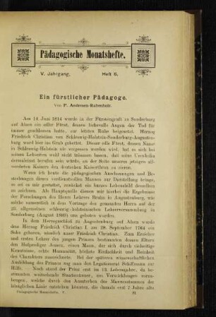 ¬Ein¬ fürstlicher Pädagoge