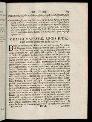 609-610, Oratio Manassae, Regis Juda, Cum captus teneretur in Babylone