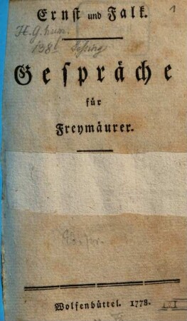 Ernst und Falk : Gespräche für Freymäurer, [1]