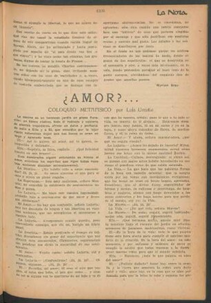 ¿Amor?... : Coloquio metafisico