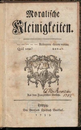Moralische Kleinigkeiten : Aus dem Französischen übersetzt
