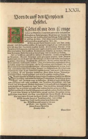Vorrede auff den Propheten Hesekiel.