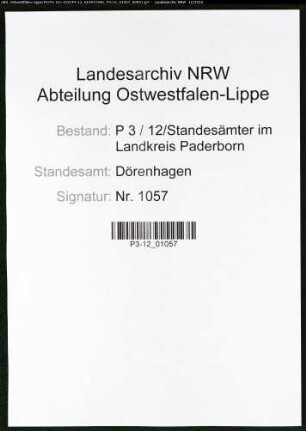Sterberegister Standesamt Dörenhagen