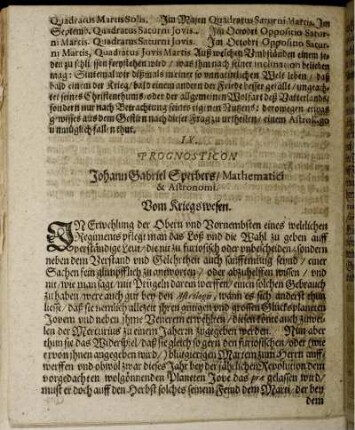 IX. Prognosticon. Vom Kriegswesen