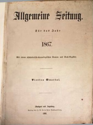 Allgemeine Zeitung. 1867, 10 - 12