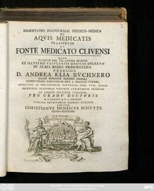 Dissertatio Inavgvralis Physico-Medica De Aqvis Medicatis Praesertim De Fonte Medicato Clivensi