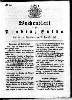 Nr. 51, Ausgabe vom 23. Dezember 1843