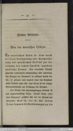 Dritter Abschnitt. Von den moralischen Gesetzen