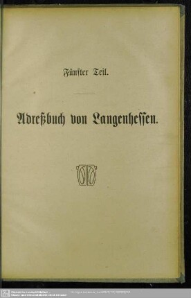 Fünfter Teil. Adressbuch von Langenhessen