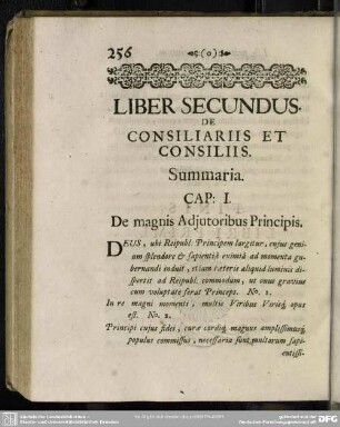 Liber Secundus. De Consiliariis Et Consiliis