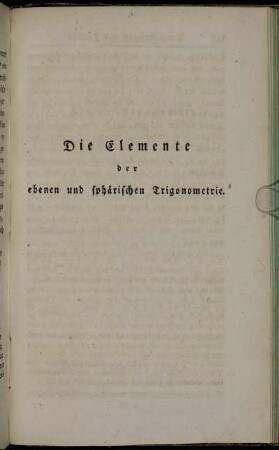 Die Elemente der ebenen und sphärischen Trigonometrie.